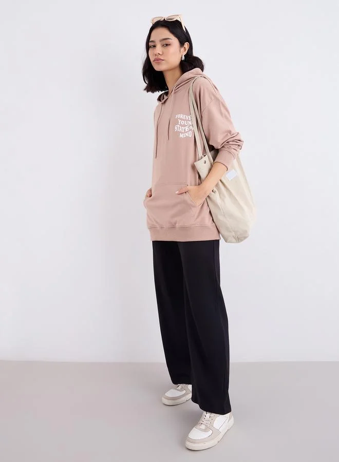 Styli Styli Black Wide Leg Joggers with Pleat Detail