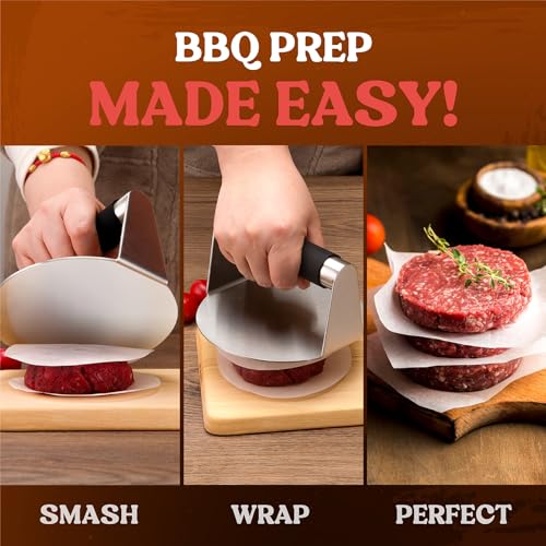 Pisol Smash Burger Press, Hamburger Smasher Tool for Griddle, Stainless Steel Ham Patty Press with Anti-Scald Handle, 5.5" Non Stick Grill Press for Smashburger, Bacon, Ground Beef, Meat, Sausage - Image 5