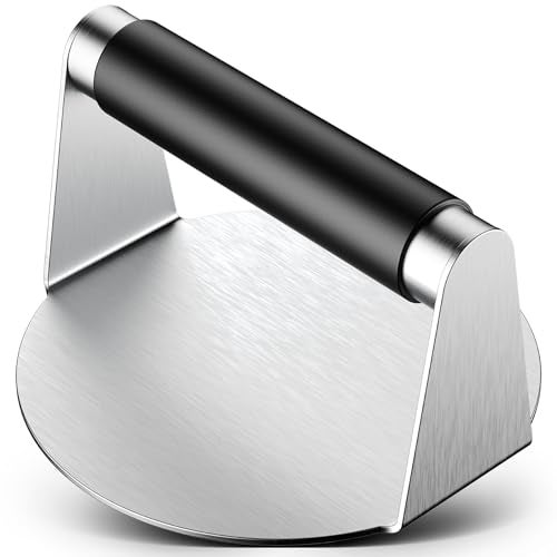 Pisol Smash Burger Press, Hamburger Smasher Tool for Griddle, Stainless Steel Ham Patty Press with Anti-Scald Handle, 5.5" Non Stick Grill Press for Smashburger, Bacon, Ground Beef, Meat, Sausage - Image 1