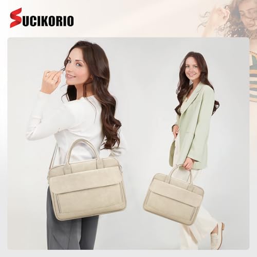 SUCIKORIO Teacher Tote Bag for Women 17inch PU Leather Laptop Briefcase Nurse Bags Professional Work Computer Bags Large Messenger Office Bag For Nursing, School, College, Gray - Image 2