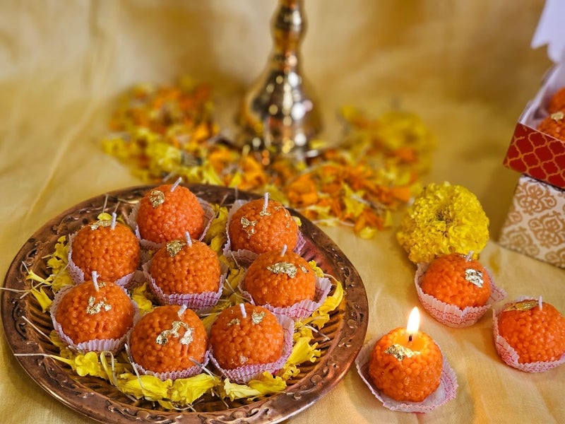 SMELLO Motichoor Laddu Shape Silicone Candle Making Mould Ladoo Dessert Sweet Making Wax Moulds for Chocolate Cake Decoration Fondant Molds Resin Art & Craft Making Mold (SCM - 182) - Image 4