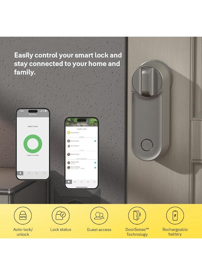 Yale Smart Door Lock Linus L2, Silver - Keyless Entry, Easy Installation, Built-in WiFi & Bluetooth, Remote Access, Virtual Keys, Retrofit Over Euro Profile Cylinder, Instant Alerts  - Image 2
