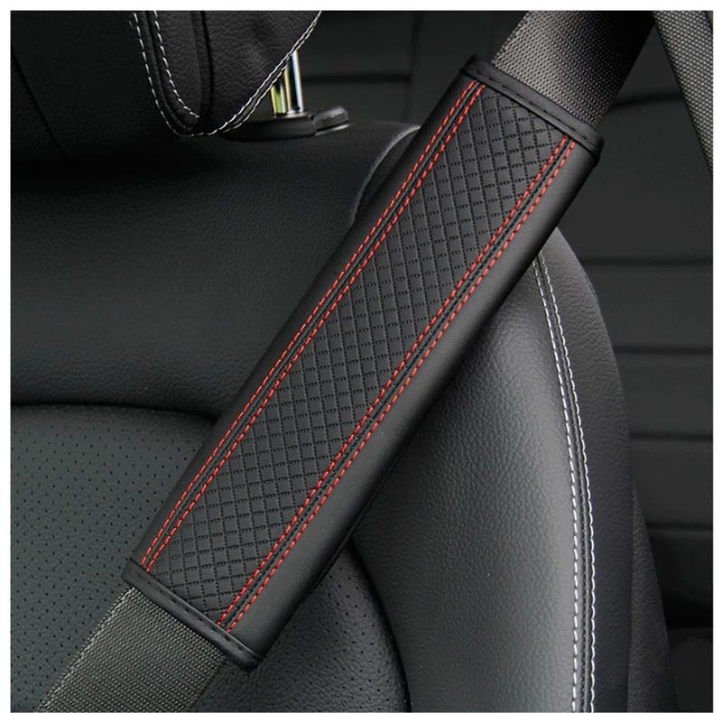 BROGBUS Car Seat Belt Shoulder Pad Cover Car Safety Belt Pad (Black Red Line, Pack of 02) - Image 2