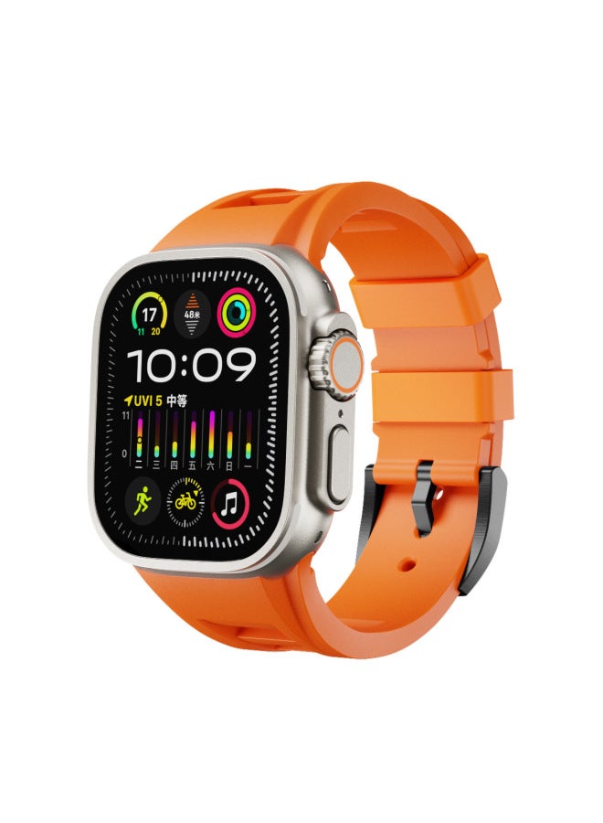 Suitable For Apple Watch Apple Watch Liquid Silicone Strap S9 Pin Buckle Ultra Folding Buckle Strap - Image 1