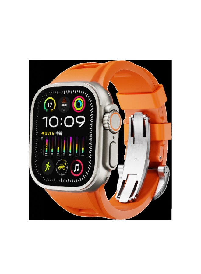 Suitable For Apple Watch Apple Watch Liquid Silicone Strap S9 Pin Buckle Ultra Folding Buckle Strap - Image 3
