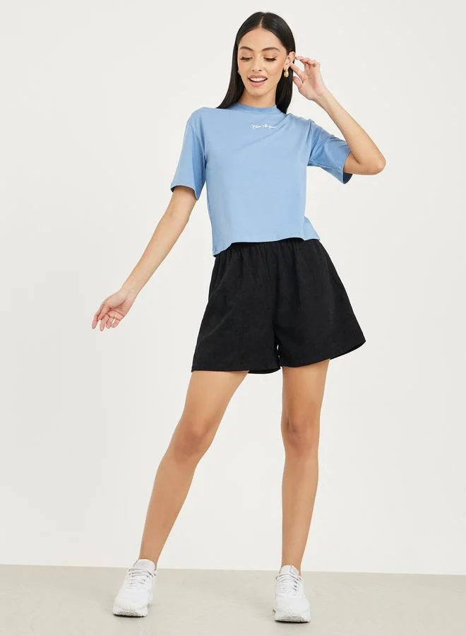 Styli Mid Rise Elasticated Waist Thigh Shorts