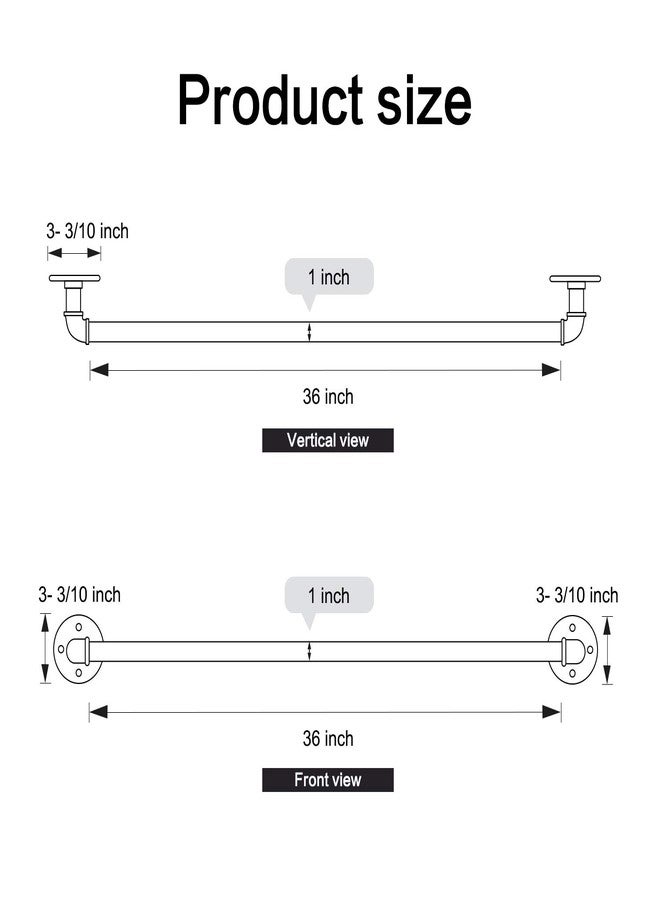 HouseAid 36 Inch Industrial Pipe Towel Bar, Farmhouse Rustic Towel Holder, Vintage Style Towel Rod for Bathroom, Wall Mounted, Matte Black - Image 5