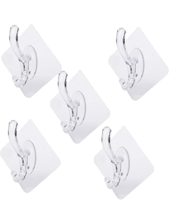 Punch Design Traceless Towel Hooks For Bathroom Moisture Resistant No Tool Needed Transparent Size 1 5Pcs - Image 1