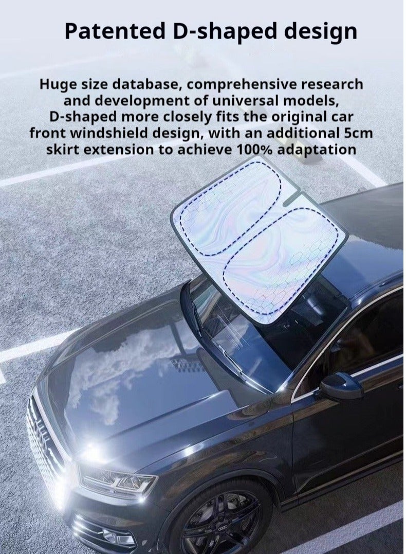 AuliceVerse Upgraded Premium Titanium Silver Car Sunshade Diamond Grid Heat Insulation 100 Light Blocking Ultimate Cooling Front Windshield Cover - Image 2
