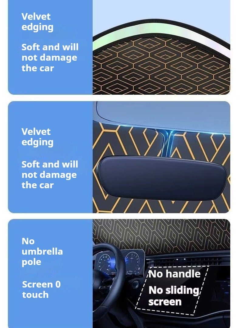 AuliceVerse Upgraded Premium Titanium Silver Car Sunshade Diamond Grid Heat Insulation 100 Light Blocking Ultimate Cooling Front Windshield Cover - Image 3
