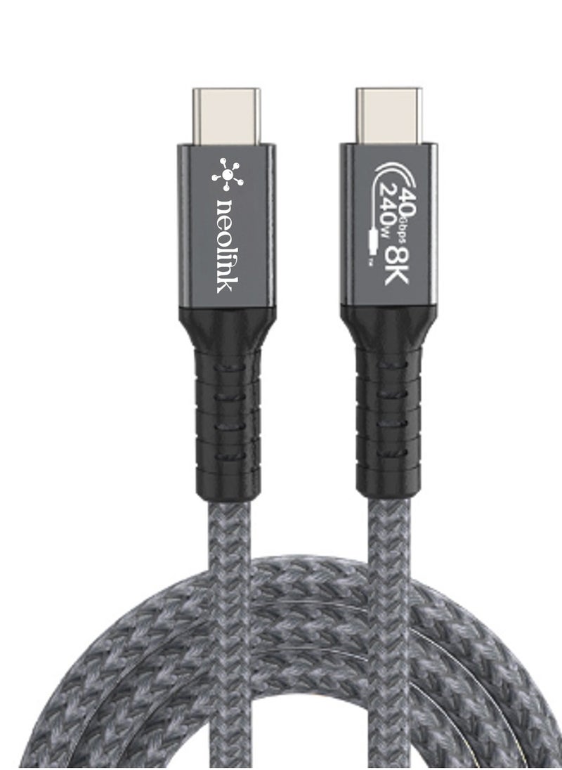 neolink - NEOLINK Thunderbolt 4 8K Cable USB 4 Cable 1M [USB-IF Certified, 40Gbps Data Sync, 8K/6K/5K@60Hz 4K@144Hz, 240W PD3.1 Fast Charging], USB C Thunderbolt Cable for MacBook Pro, PSSD, Monitor - Image 1