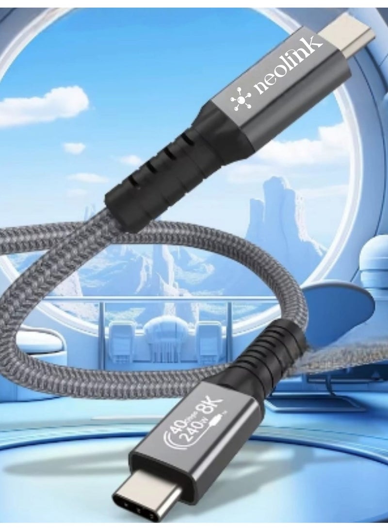 neolink - NEOLINK Thunderbolt 4 8K Cable USB 4 Cable 1M [USB-IF Certified, 40Gbps Data Sync, 8K/6K/5K@60Hz 4K@144Hz, 240W PD3.1 Fast Charging], USB C Thunderbolt Cable for MacBook Pro, PSSD, Monitor - Image 1