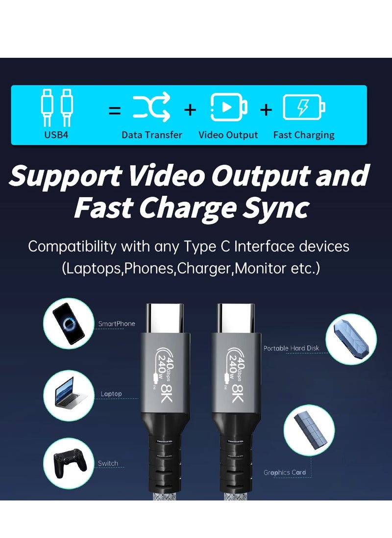 neolink - NEOLINK Thunderbolt 4 8K Cable USB 4 Cable 1M [USB-IF Certified, 40Gbps Data Sync, 8K/6K/5K@60Hz 4K@144Hz, 240W PD3.1 Fast Charging], USB C Thunderbolt Cable for MacBook Pro, PSSD, Monitor - Image 1
