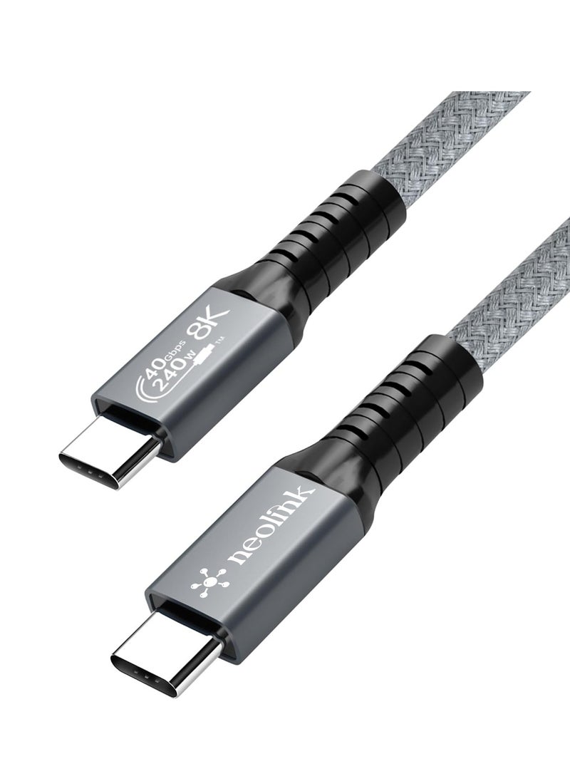 neolink - NEOLINK Thunderbolt 4 8K Cable USB 4 Cable 1M [USB-IF Certified, 40Gbps Data Sync, 8K/6K/5K@60Hz 4K@144Hz, 240W PD3.1 Fast Charging], USB C Thunderbolt Cable for MacBook Pro, PSSD, Monitor - Image 1