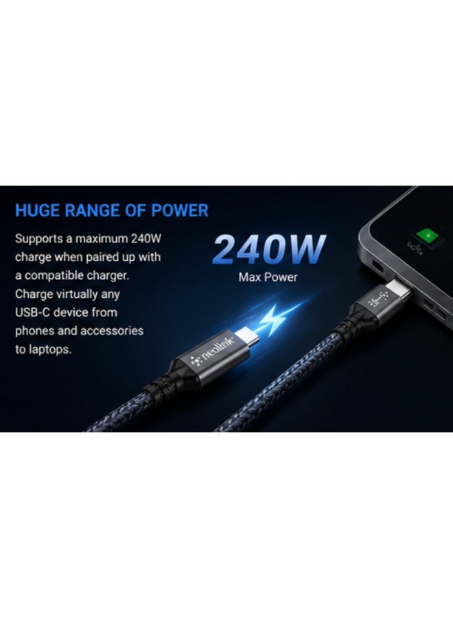 نيو لينك NEOLINK Thunderbolt 4 8K Cable USB 4 Cable 1M [USB-IF Certified, 40Gbps Data Sync, 8K/6K/5K@60Hz 4K@144Hz, 240W PD3.1 Fast Charging], USB C Thunderbolt Cable for MacBook Pro, PSSD, Monitor - Image 5