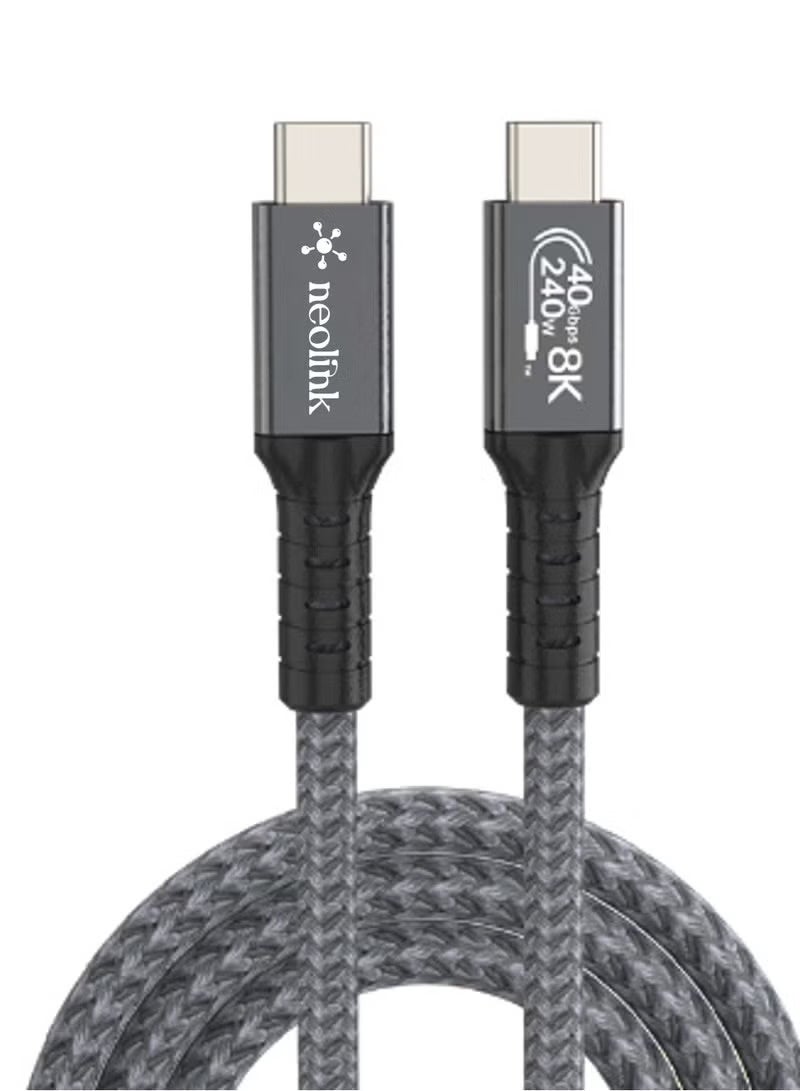نيو لينك NEOLINK Thunderbolt 4 8K Cable USB 4 Cable 1M [USB-IF Certified, 40Gbps Data Sync, 8K/6K/5K@60Hz 4K@144Hz, 240W PD3.1 Fast Charging], USB C Thunderbolt Cable for MacBook Pro, PSSD, Monitor - Image 1