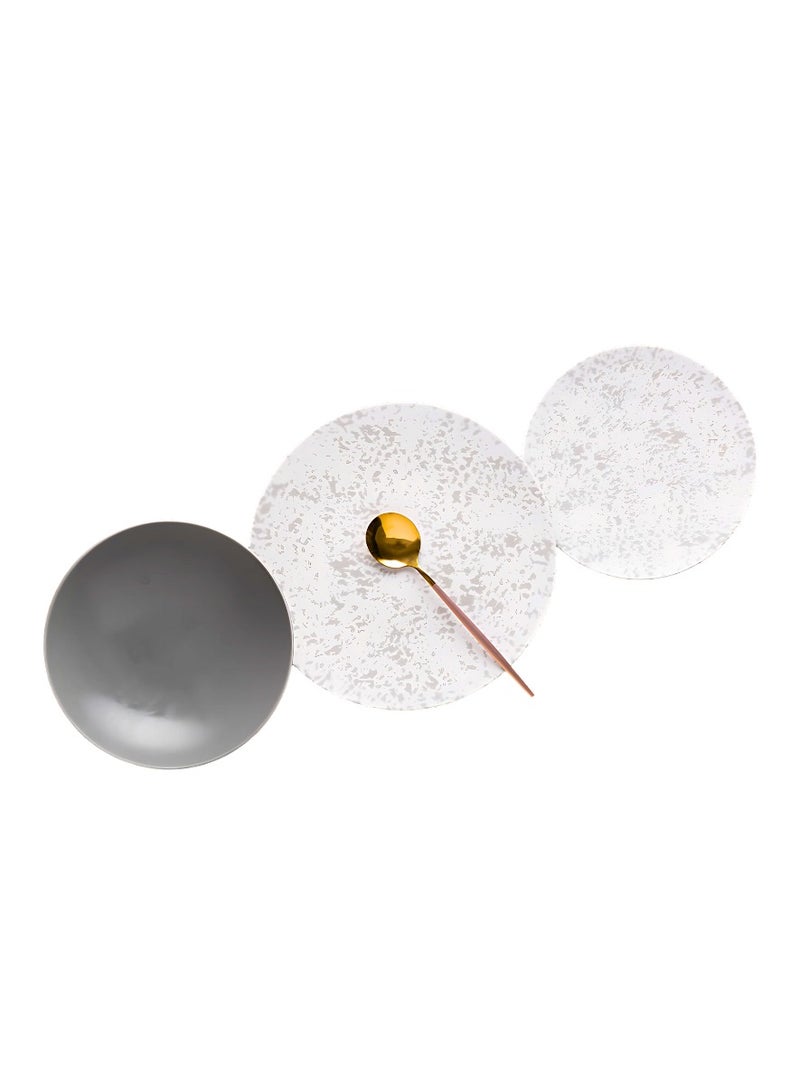 18-piece Lotus Marble Porcelain Dinner Set - Grey
