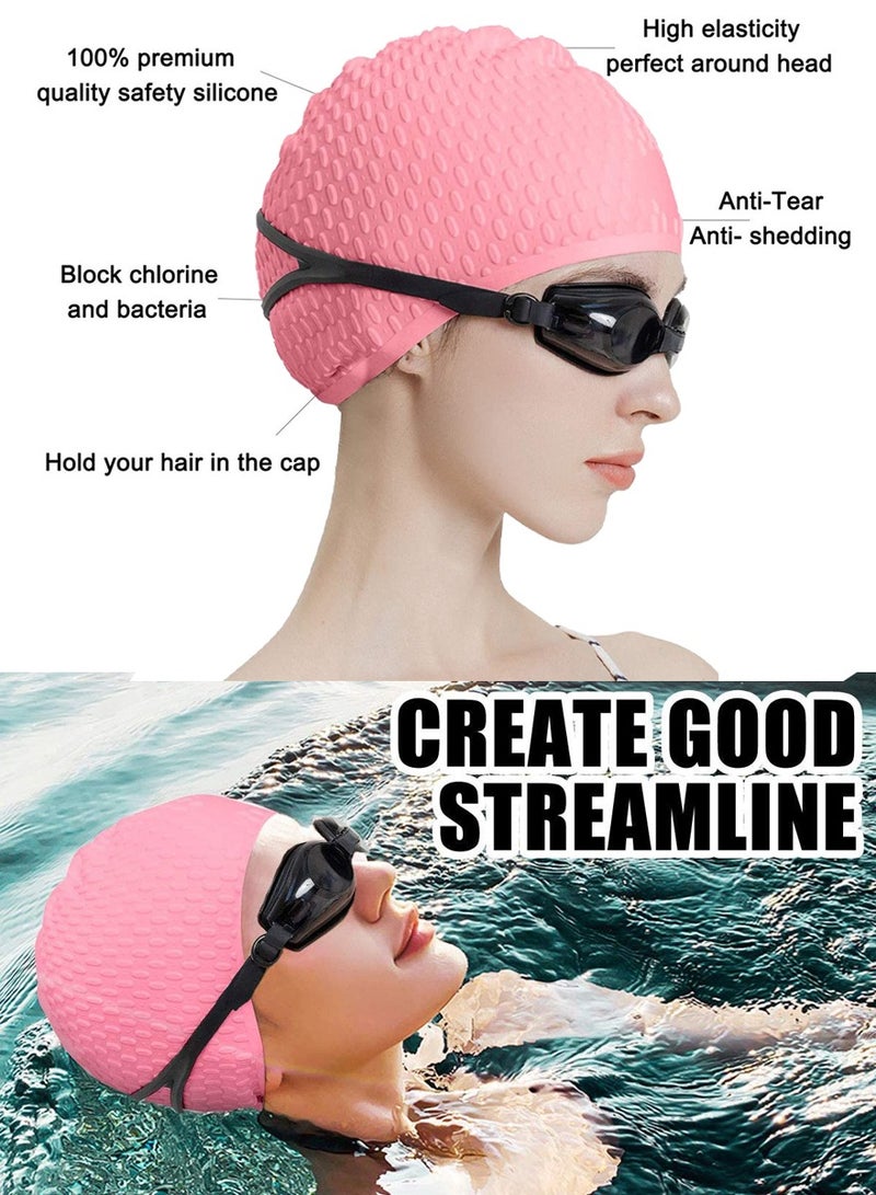 ISHWAZ Silicone Swim Cap with 3D Ergonomic Beautiful Design for Men, Girls, Ideal for Curly Short Medium Long Hair, Protecting Hair from Chlorine, Bacteria, Sand in the Water, Odorless And Comfortable - Image 2