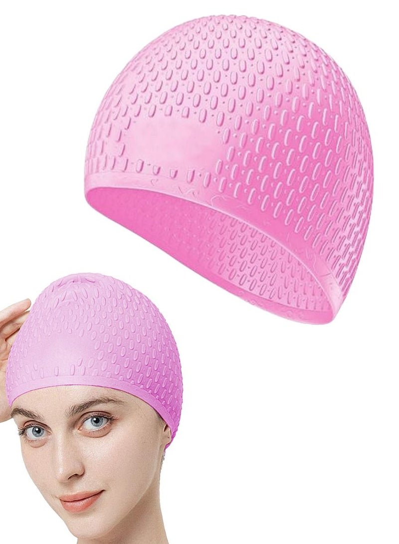 ISHWAZ Silicone Swim Cap with 3D Ergonomic Beautiful Design for Men, Girls, Ideal for Curly Short Medium Long Hair, Protecting Hair from Chlorine, Bacteria, Sand in the Water, Odorless And Comfortable - Image 1