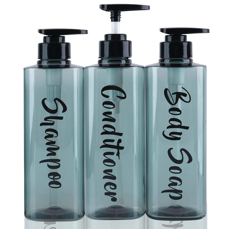 AUMIO AUMIO 169oz Shower Wall Dispenser  3 Chamber Drill Free with 6 Waterproof Labels  Wall Mounted Shampoo and Conditioner Dispenser for Home Bathroom