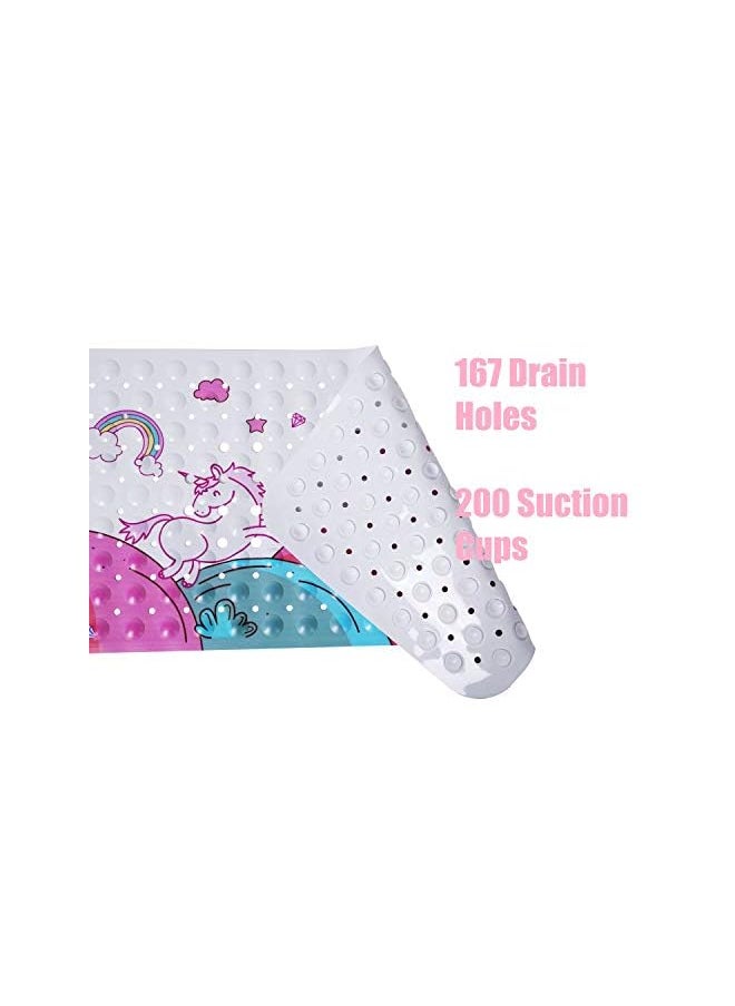 Raxoom - Unicorn Kids Bath Mat Shower Mat Extra Long Non-Slip Bathtub and Shower Mat 100 x 40 cm Machine Washable Kids Multicolor Bath Mat with 200 Suction Cups - Image 1