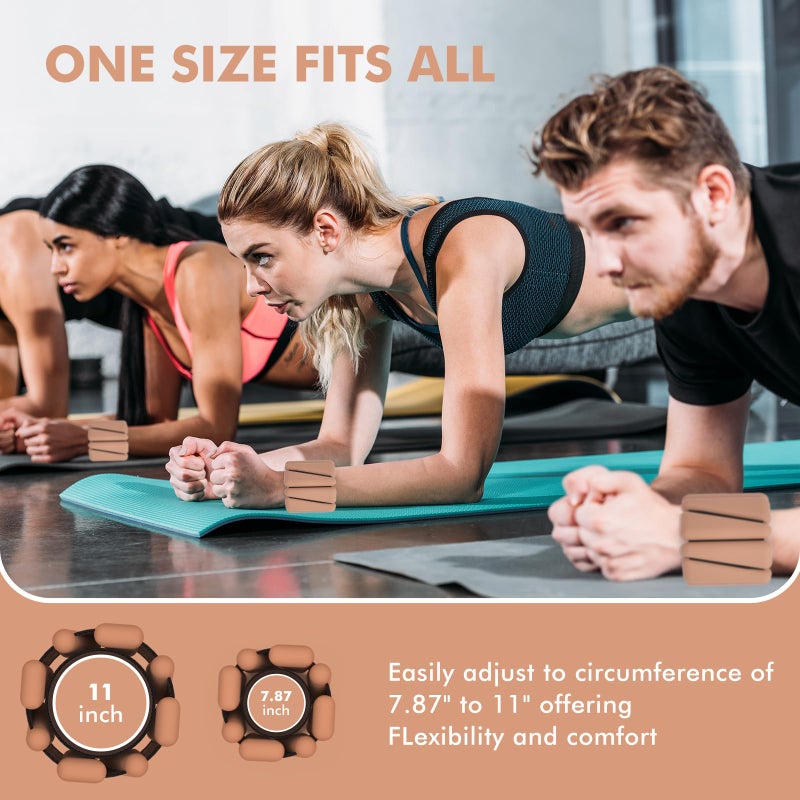WUSOPU Wrist Weights, Ankle Weights for Women Men, Adjustable Wrist Weighted Bracelet for Home Gym Workout, Running, Yoga, Exercise, Strength Training, Set of 2 (1LB Each)-Light Brown - Image 5
