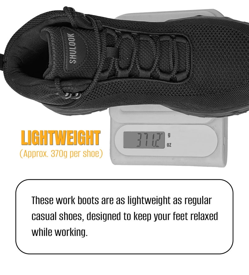 SHULOOK Non Slip Work Boots Women Slip Resistant Comfortable Mesh Kitchen Chef Shoes for Restaurant Food Service Lightweight Walking Shoes Ankle Support,Black 6.5 - Image 4