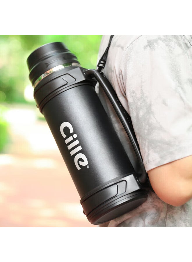 Cille Large Capacity Travel Kettle 304 Stainless Steel Household Electric Kettle Car-mounted Vacuum Outdoor Insulated Water Bottle Black 1.9l - Image 3