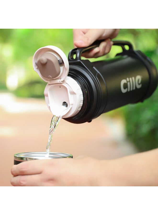Cille Large Capacity Travel Kettle 304 Stainless Steel Household Electric Kettle Car-mounted Vacuum Outdoor Insulated Water Bottle Black 1.9l - Image 1