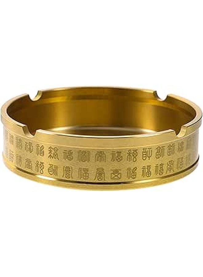 مطفأة سجائر معدنية مستديرة من النحاس الأصفر بسطح مصقول ناعم بتصميم مدمج ومتين - Image 1