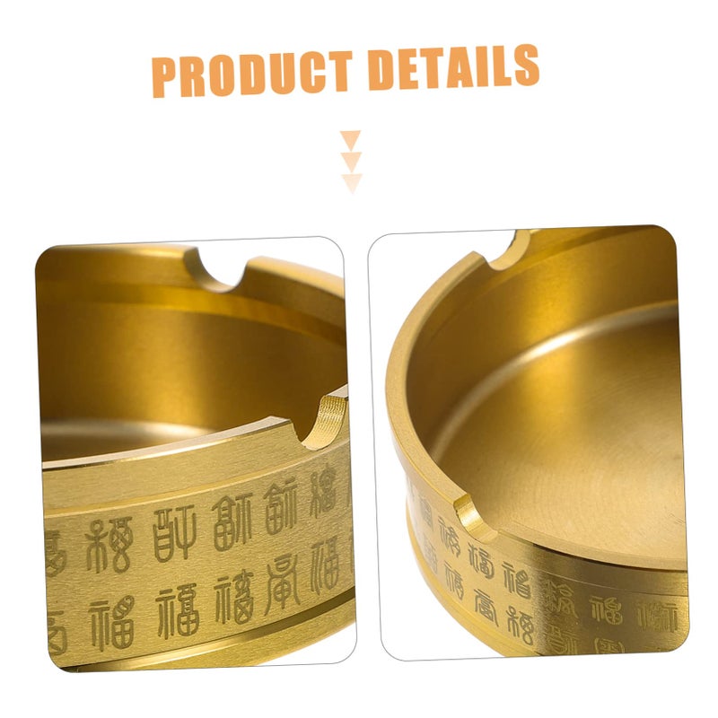 مطفأة سجائر معدنية مستديرة من النحاس الأصفر بسطح مصقول ناعم بتصميم مدمج ومتين - Image 4