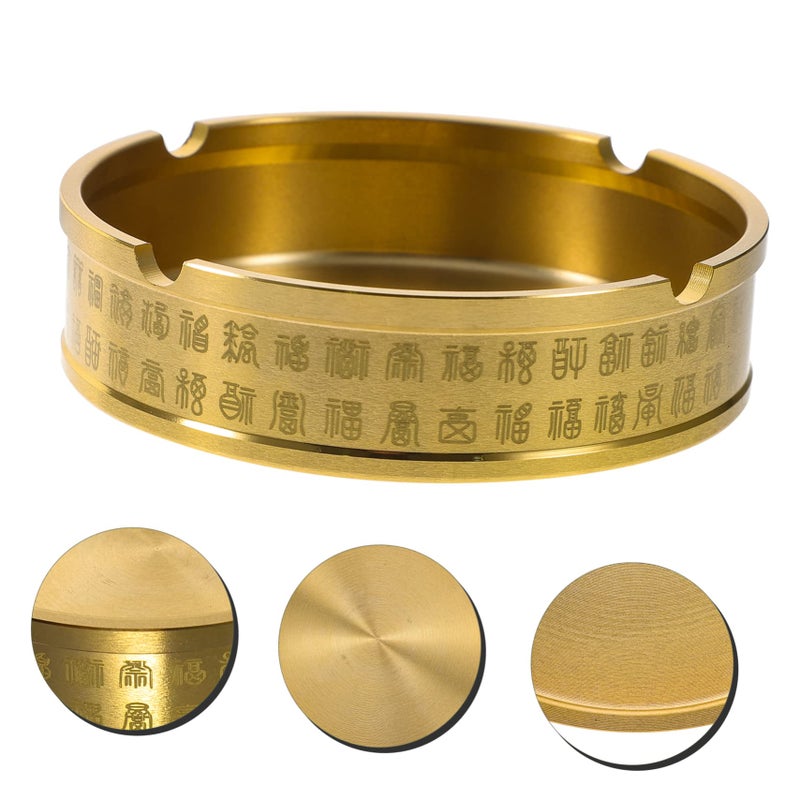 مطفأة سجائر معدنية مستديرة من النحاس الأصفر بسطح مصقول ناعم بتصميم مدمج ومتين - Image 5