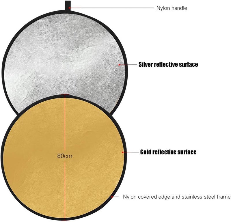 Mixfeer 80cm/32Inch Photography Light Reflector 7-in-1(Translucent, Silver, Gold, White, Black, Green, Blue) Collapsible Multi-Disc for Studio Outdoor Photography with Carry Bag - Image 2