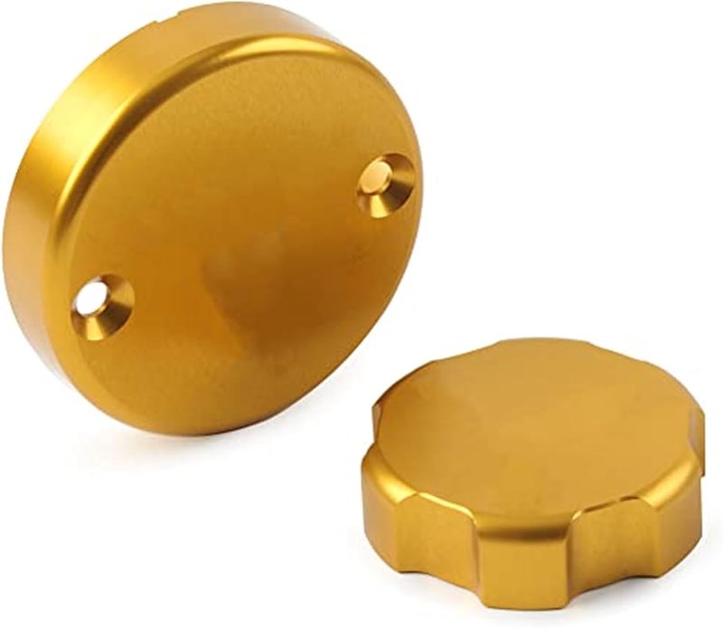 QASULER Gold Motorcycle Brake Fluid Reservoir Caps - Image 2