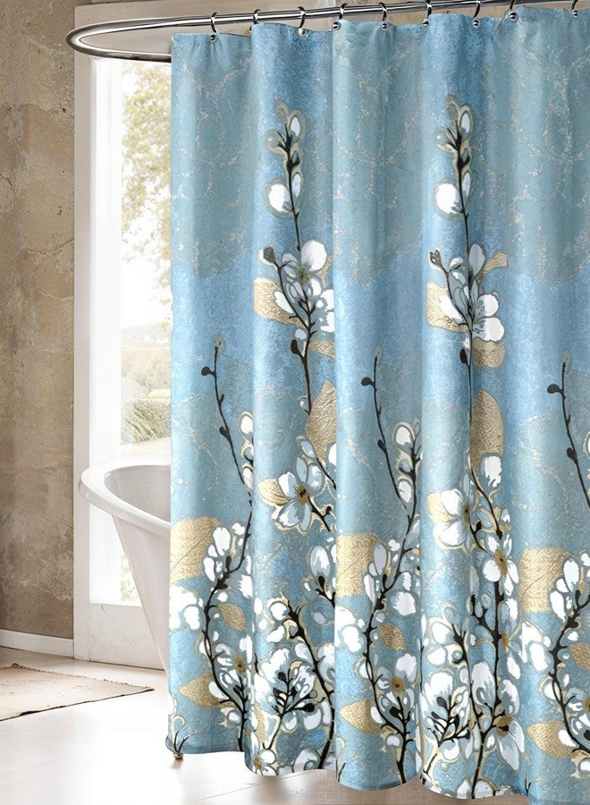 Riverbyland Blue Waterproof Shower Curtains Magnolia 72" x 72" - Image 1