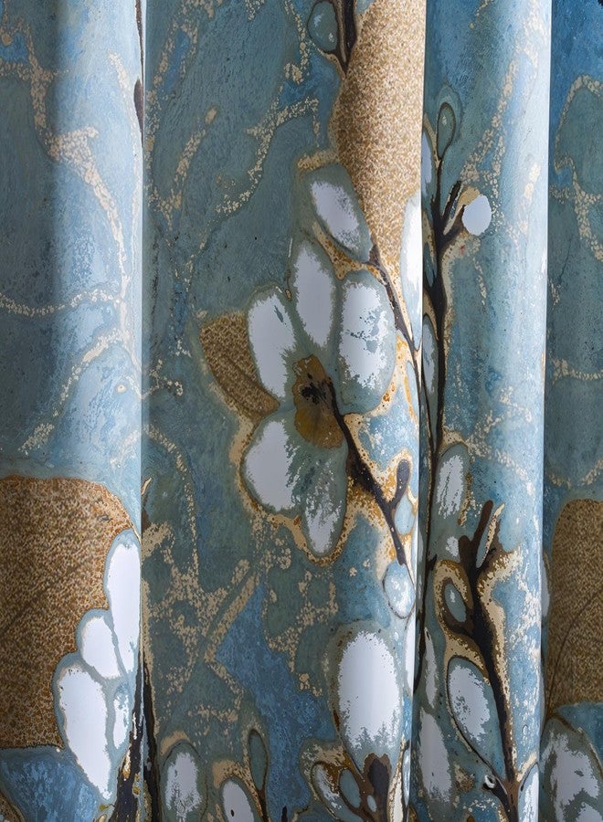 Riverbyland Blue Waterproof Shower Curtains Magnolia 72" x 72" - Image 3