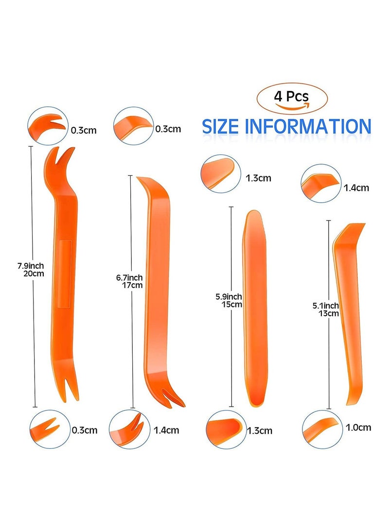 4Pcs Auto Plastic Removal Pry Tool Set, Orange Trim for Car Panel Dash, Radio, Door, Terminal Interior Accessories Kit Professional grade - Image 2