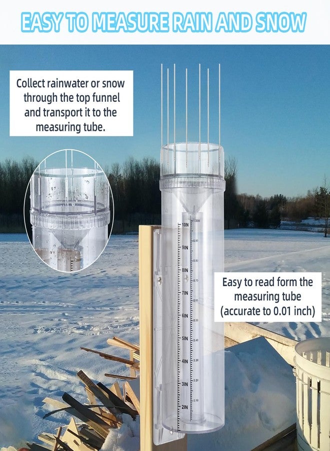 JIANBENKJ Rain Gauge Outdoor Tube,10"Capacity Easy-to-Read Large Rain and Snow Gauge with Mounting Bracket,Freeze Proof Rain Gauge for Yard Garden Rainfall Measure,Precise Professional Accurate to 0.01 inch - Image 4