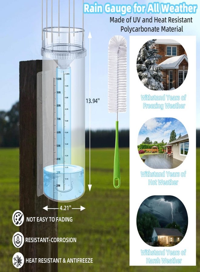 JIANBENKJ Rain Gauge Outdoor Tube,10"Capacity Easy-to-Read Large Rain and Snow Gauge with Mounting Bracket,Freeze Proof Rain Gauge for Yard Garden Rainfall Measure,Precise Professional Accurate to 0.01 inch - Image 2