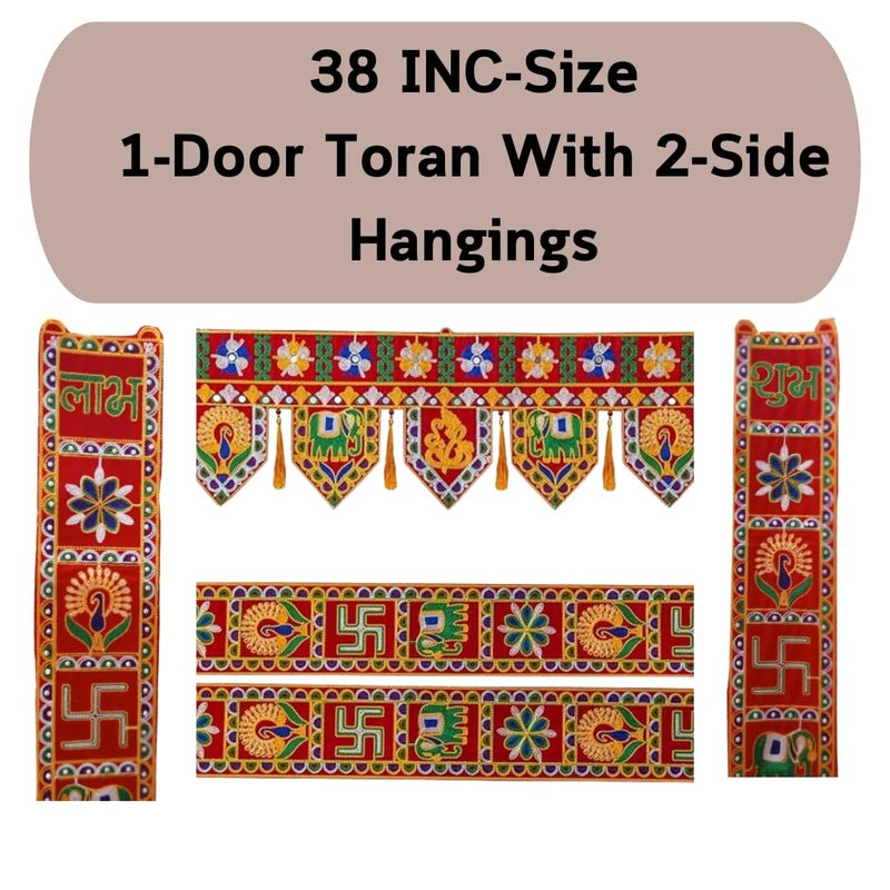 PREETENCY Handmade Door Hanging with Side Hangings for Main Gate Entrance Toran Toranam Bandarwal Wall Home Office Diwali New Year Decorations Home Decorative Items 37 Inch - Image 4