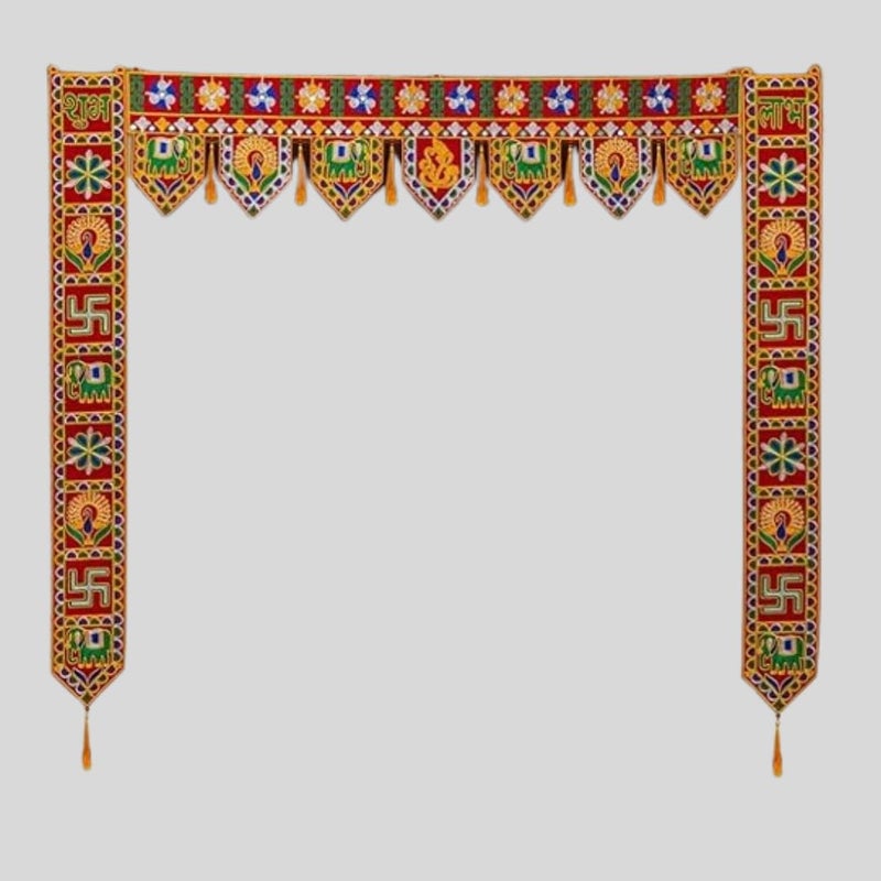 PREETENCY Handmade Door Hanging with Side Hangings for Main Gate Entrance Toran Toranam Bandarwal Wall Home Office Diwali New Year Decorations Home Decorative Items 37 Inch - Image 2