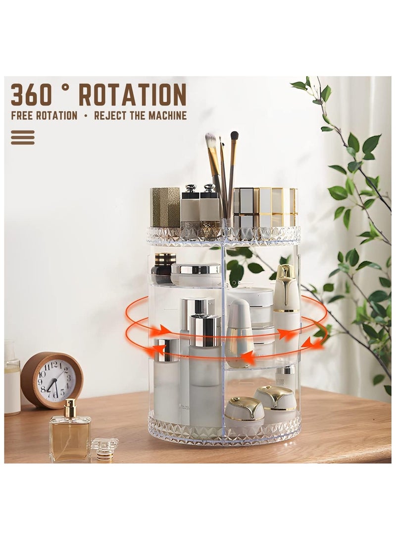 Generic Rotating Makeup Organizer with Compartment, Acrylic Clear 360 Degrees Spinning Storage Display Case with 5 layers Large Capacity Cosmetics Make up Stand for Dresser Bathroom Skincare  - Image 3