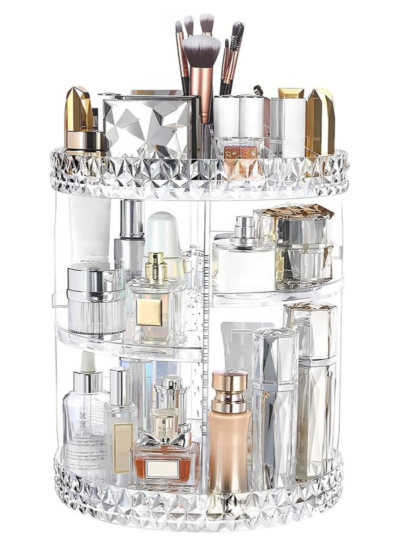 Generic Rotating Makeup Organizer with Compartment, Acrylic Clear 360 Degrees Spinning Storage Display Case with 5 layers Large Capacity Cosmetics Make up Stand for Dresser Bathroom Skincare  - Image 1