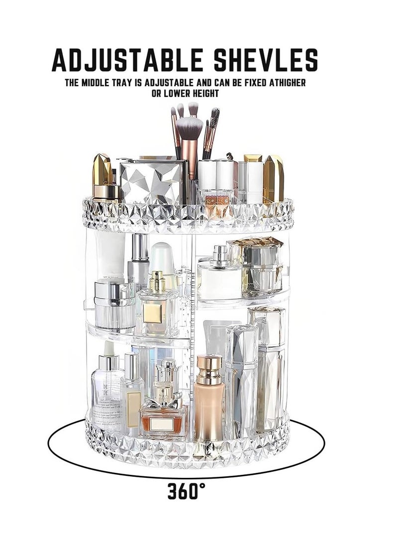 Generic Rotating Makeup Organizer with Compartment, Acrylic Clear 360 Degrees Spinning Storage Display Case with 5 layers Large Capacity Cosmetics Make up Stand for Dresser Bathroom Skincare  - Image 2