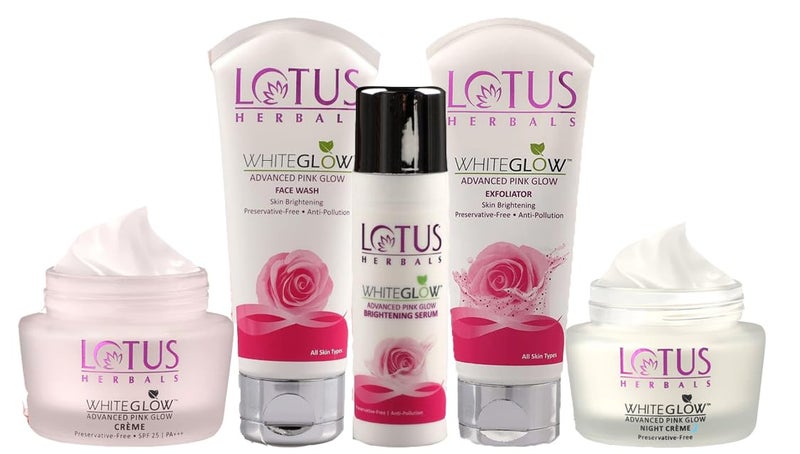 LOTUS HERBALS Lotus Herbals Purglow Advanced Pink Glow Day Cream50g Night Cream50g Face Exfoliater100g Face Wash100g Face Serum30ml Set of 5 - Image 1