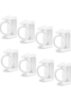 Excefore 8 Pcs 360° Rotating Ring Curtain Rod Brackets No Drilling Self Adhesive Tension Rod Curtain Rod Holders Curtain Rod Hooks Hangers  - Image 1