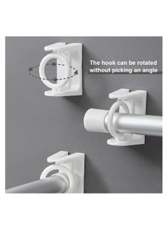 Excefore 8 Pcs 360° Rotating Ring Curtain Rod Brackets No Drilling Self Adhesive Tension Rod Curtain Rod Holders Curtain Rod Hooks Hangers  - Image 4