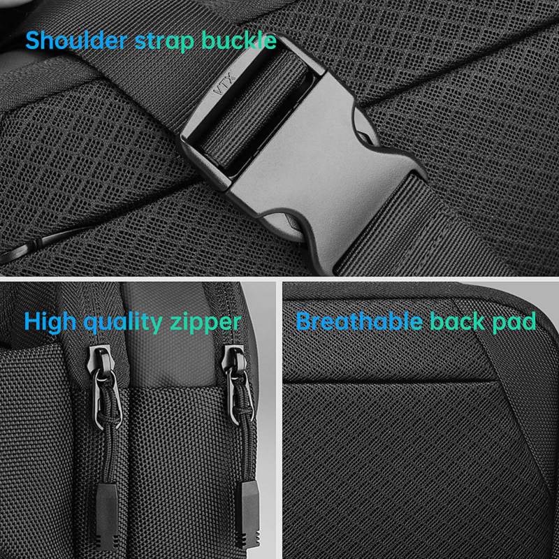 MARK RYDEN Men Messenger Bag: Black Oxford Cloth Waterproof Wear-Resistant - Adjustable Strap Multilayer Storage Chest Pack for Daily Use - Image 2