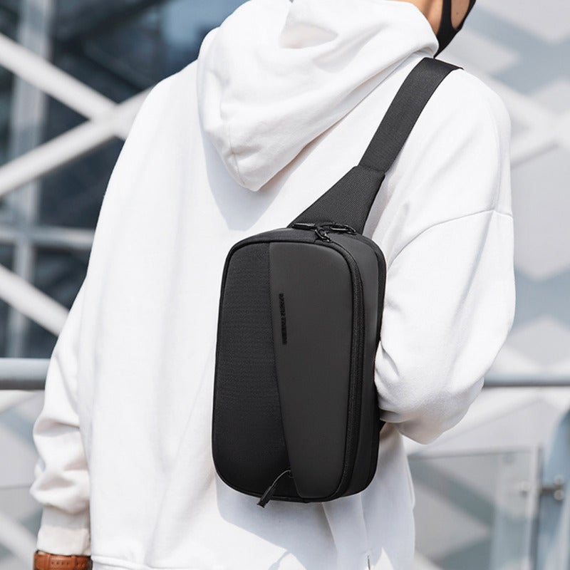 MARK RYDEN Men Messenger Bag: Black Oxford Cloth Waterproof Wear-Resistant - Adjustable Strap Multilayer Storage Chest Pack for Daily Use - Image 5