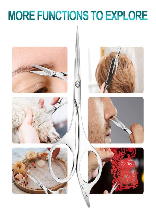 Lobodt Professional beard scissors, 4.9-inch (silver) small pointed stainless steel hairdressing scissors, Moustache Trimming，suitable for personal care and beauty of both men and women - Image 5